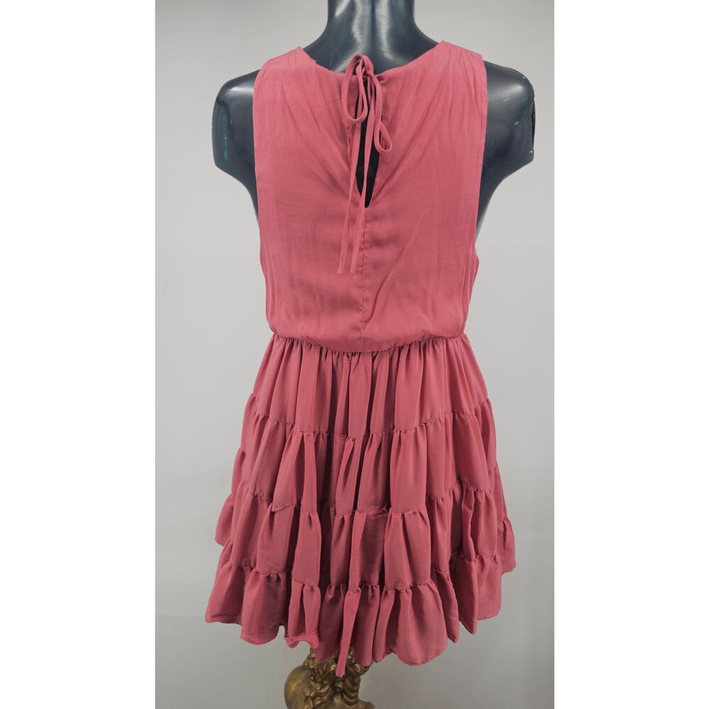 Mustrad Seeds Tiered Short Dress Beachy A-line Coral Pink Women's M 4083 - Picture 2 of 11